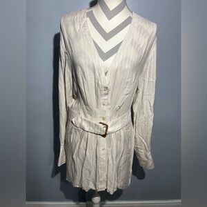 Free People Cream Belted Light Dress